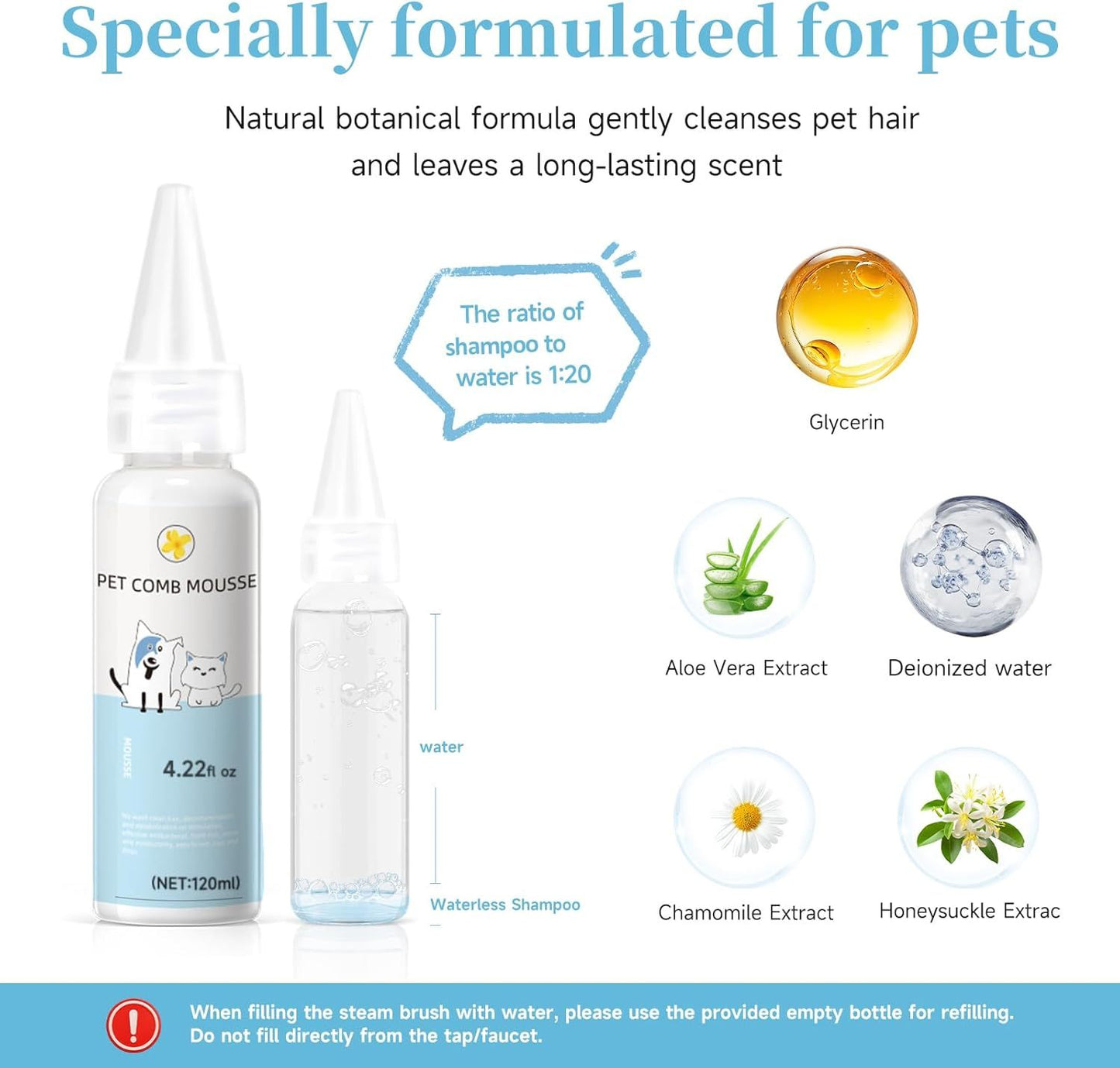 Universal Pet Steam Brush For Cats And Dogs 3-in-1 Spray Hair Removal Comb With Waterless Shampoo And Ear Towel,Tiktok, Amazon, Walmart Banned